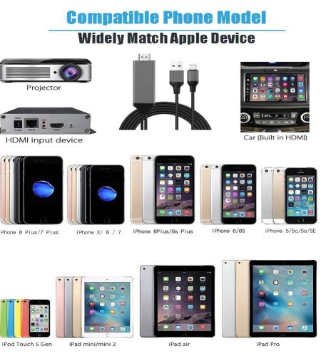 1080P 8-pin to HDMI Cable 8-pin Digital AV to HDMI Adapter for iPhone,iPad,iPod red - Image 7