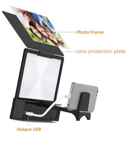 L8 Screen Magnifier 3D Smartphone Movies Amplifier with Bluetooth Speaker HD Protable Phone Video Projector with Foldable Cellphone Stand  black_8.5inch - Image 6