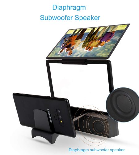 L8 Screen Magnifier 3D Smartphone Movies Amplifier with Bluetooth Speaker HD Protable Phone Video Projector with Foldable Cellphone Stand  black_8.5inch - Image 2