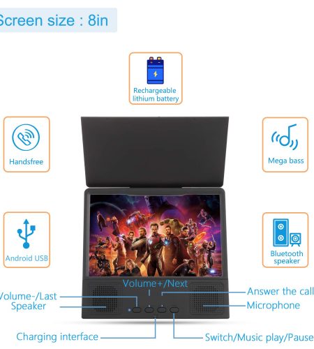 L8 Screen Magnifier 3D Smartphone Movies Amplifier with Bluetooth Speaker HD Protable Phone Video Projector with Foldable Cellphone Stand  black_8.5inch - Image 4