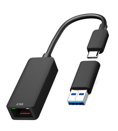 Metal 2-in-1 Type C Usb To 2500m Gigabit Lan Ethernet Cable  Adapter Portable Connector Black - Image 2