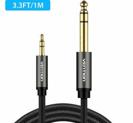Gold Plated 3.5mm to 6.35mm Audio Cable Connecting Mobile Phone Laptop Converter Line Connectors 1M