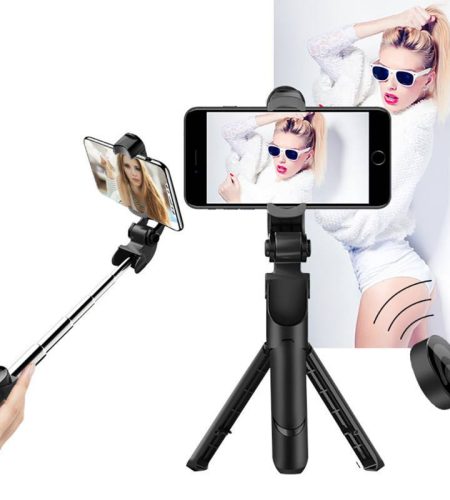 XT09 Tripod Stand Extendable 360° Rotation Self-timer Bluetooth Selfie Stick Monopod Foldable Live XT10 Mobile Phone Bracket XT09 orange - Image 9