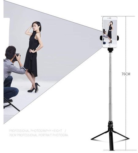 XT09 Tripod Stand Extendable 360° Rotation Self-timer Bluetooth Selfie Stick Monopod Foldable Live XT10 Mobile Phone Bracket XT09 orange - Image 6