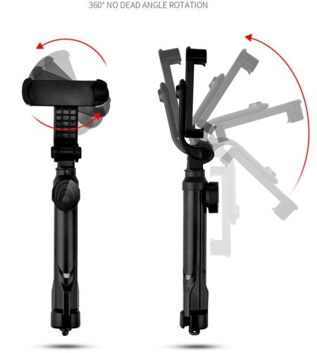 XT09 Tripod Stand Extendable 360° Rotation Self-timer Bluetooth Selfie Stick Monopod Foldable Live XT10 Mobile Phone Bracket XT09 orange - Image 4