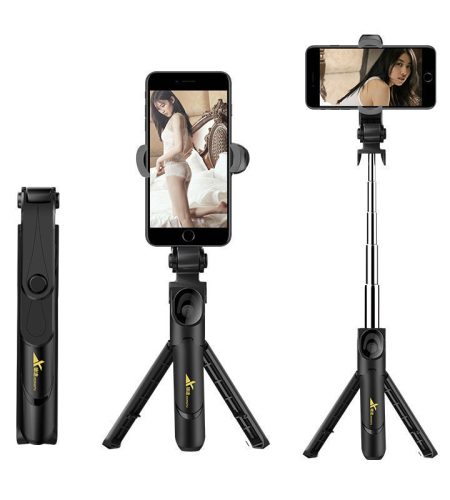 XT09 Tripod Stand Extendable 360° Rotation Self-timer Bluetooth Selfie Stick Monopod Foldable Live XT10 Mobile Phone Bracket XT09 orange - Image 5