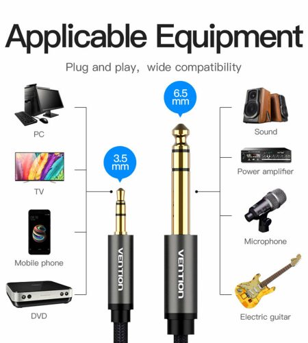 Gold Plated 3.5mm to 6.35mm Audio Cable Connecting Mobile Phone Laptop Converter Line Connectors 1M - Image 8