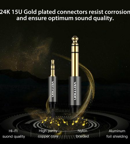 Gold Plated 3.5mm to 6.35mm Audio Cable Connecting Mobile Phone Laptop Converter Line Connectors 1M - Image 3