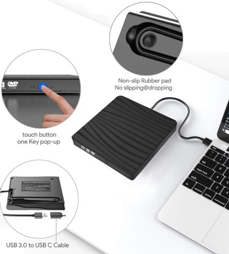Usb 3.0 Type-c Ultra-thin External Dvd Recorder Portable High-speed Reading Player Desktop Notebook Universal black - Image 5